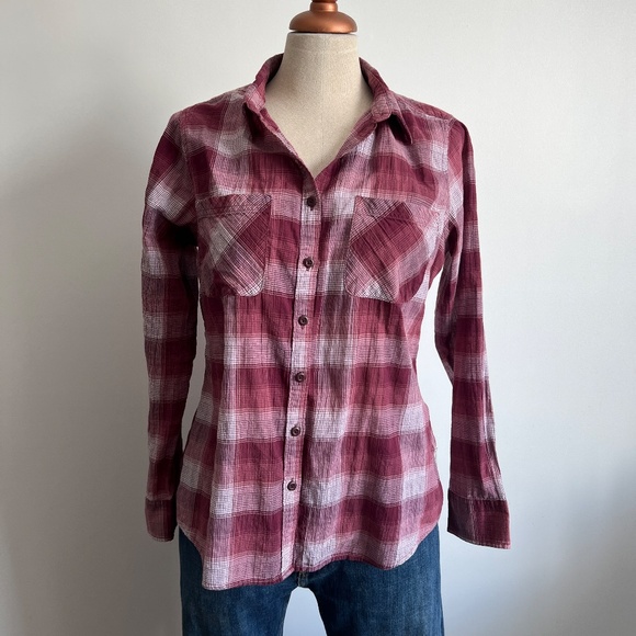 WindRiver - Pink & White Checkered Long Sleeve Button Down Shirt - Picture 2 of 7
